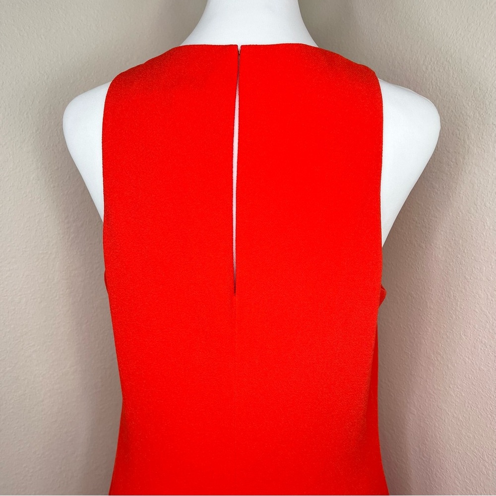 Trina Turk PETAL Lady Bug Coral Red Orange Crepe Sleeveless Keyhole Dress Sz 6 - Picture 13 of 16